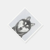 シベリア・ハスキー絵画の犬アート スタンダードカクテルナプキン (角)