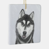 シベリア・ハスキー絵画の犬アート セラミックオーナメント (右)