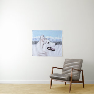 シベリア・ハスキー絵画の犬アート タペストリー