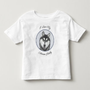 シベリア・ハスキー絵画の犬アート トドラーTシャツ
