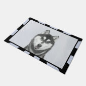 シベリア・ハスキー絵画の犬アート ドアマット (アングル)