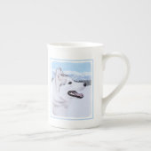 シベリア・ハスキー絵画の犬アート ボーンチャイナマグカップ (右)