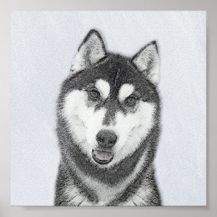 シベリア・ハスキー絵画の犬アート ポスター