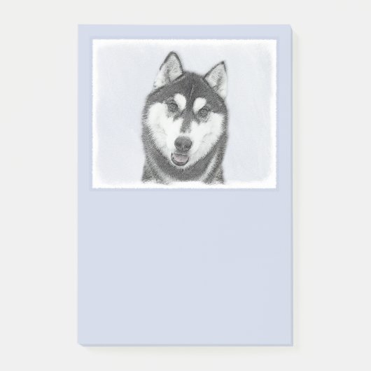 シベリア・ハスキー絵画の犬アート ポストイット (正面)