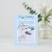 シベリア・ハスキー絵画の犬アート ポストカード (スタンド正面)