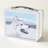 シベリア・ハスキー絵画の犬アート メタルランチボックス (裏面)