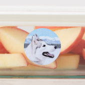 シベリア・ハスキー絵画の犬アート ラベル (貼付)