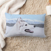 シベリア・ハスキー絵画の犬アート ランバークッション (ブランケット)