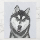 シベリア・ハスキー絵画の犬アート ワインラベル (シングルラベル)