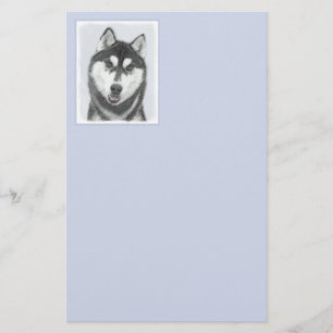 シベリア・ハスキー絵画の犬アート 便箋
