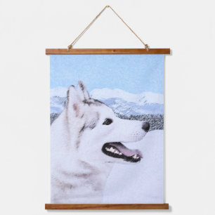 シベリア・ハスキー絵画の犬アート 吊り下げ型タペストリー