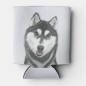 シベリア・ハスキー絵画の犬アート 缶クーラー (正面)