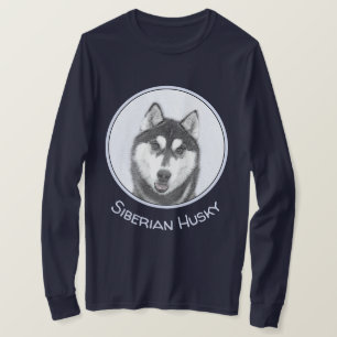 シベリア・ハスキー絵画の犬アート Tシャツ