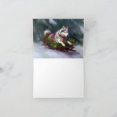 シベリア・ハスキー・クリスマスの雪の冬 カード (内部)