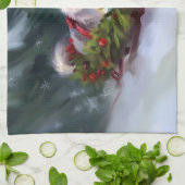 シベリア・ハスキー・クリスマスの雪の冬 キッチンタオル (折り畳み)