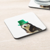 シベリア・ハスキー・ドッグ・セント・パトリックの日 コースター (左側)