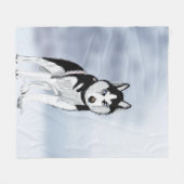 シベリア・ハスキー フリースブランケット (正面(横))