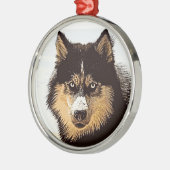 シベリア・ハスキー メタルオーナメント (左)