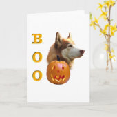 シベリア・ハスキー（赤）ブー カード (黄色い花)