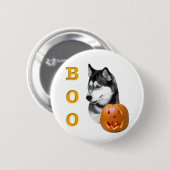 シベリア・ハスキー（黒）ブー 缶バッジ (正面&裏面)