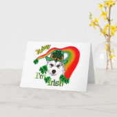 シベリア・ハスキーSt patricks day カード (黄色い花)