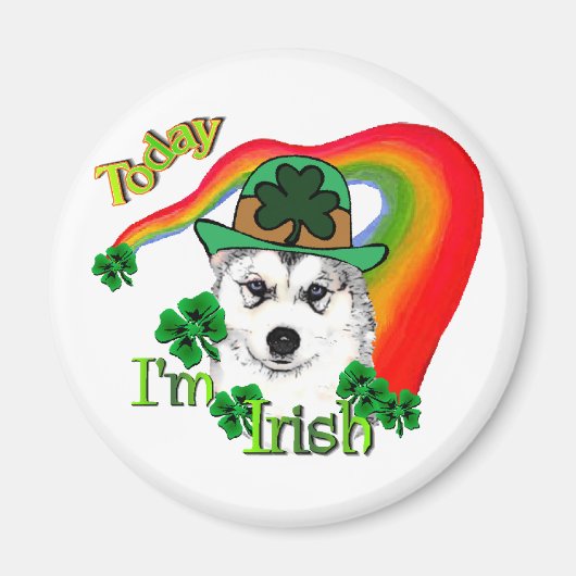 シベリア・ハスキーSt patricks day マグネット (正面)