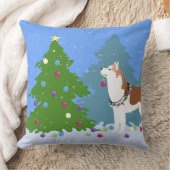 シベリア・ハ飾スキーのクリスマスツリー – 森 クッション (ブランケット)