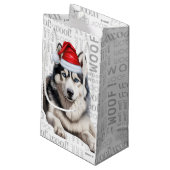 シベリスタイリッシュアのハスキーとウーフワードアートクリスマス スモールペーパーバッグ (裏面アングル)
