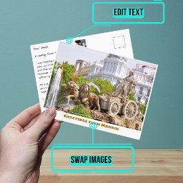 シベレスファウンテンマドリードスペインモダン ポストカード
