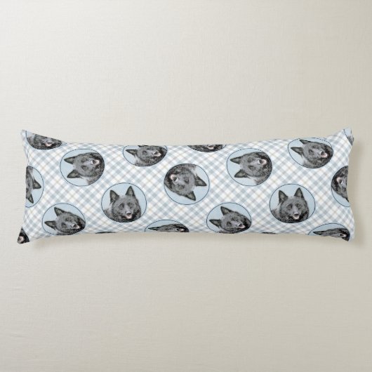 シペル絵を描ケの黒可愛いオリジナルドッグアート ボディピロー (正面)