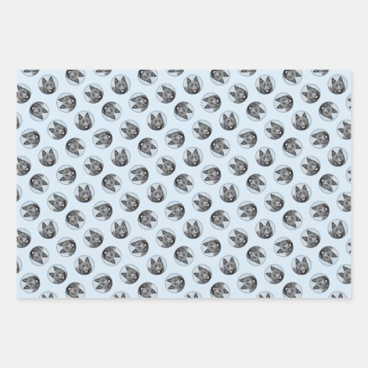 シペル絵を描ケの黒可愛いオリジナルドッグアート ラッピングペーパーシート (正面)