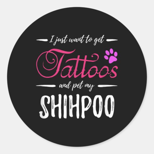 シホー犬の恋人タトゥーおもしろい犬マママギフトアイディア ラウンドシール (正面)