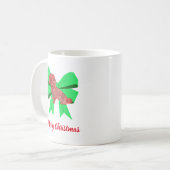 シホー犬シルエットグリーンボウクリスマス コーヒーマグカップ (正面左)