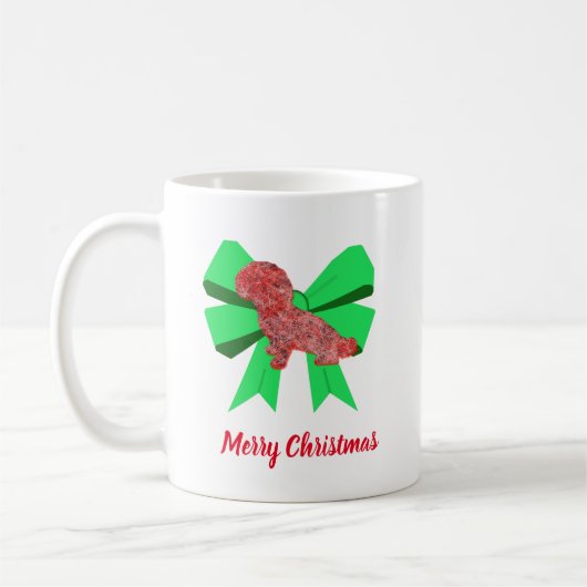 シホー犬シルエットグリーンボウクリスマス コーヒーマグカップ (左)