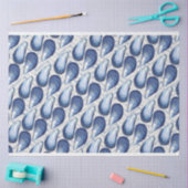 シボの背景に青いカキ 薄葉紙 (クラフト)