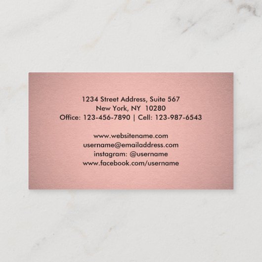 シボエレガントロモダンンピンクローズ金ゴールドフェイクフォイル 名刺 (裏面)