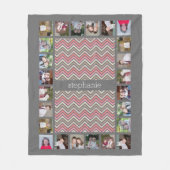 シボカラフルパーズピンクコーラルグレーホワイト名 フリースブランケット (正面)