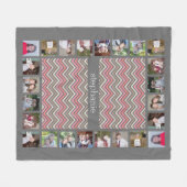 シボカラフルパーズピンクコーラルグレーホワイト名 フリースブランケット (正面(横))