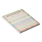 シボカラフルロンジグザグトライバルアステカイカットパターン ノートパッド (アングル)