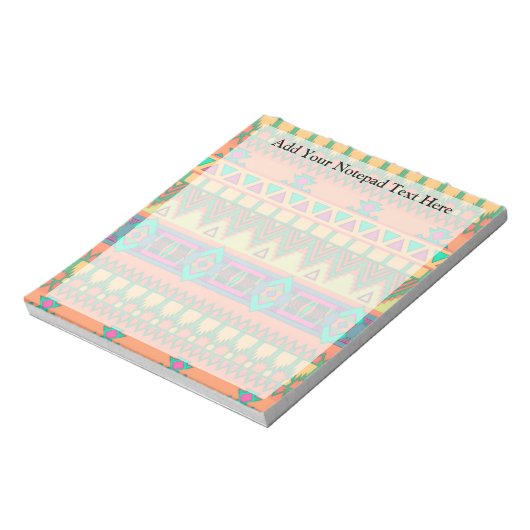 シボカラフルロンジグザグトライバルアステカイカットパターン ノートパッド (回転)