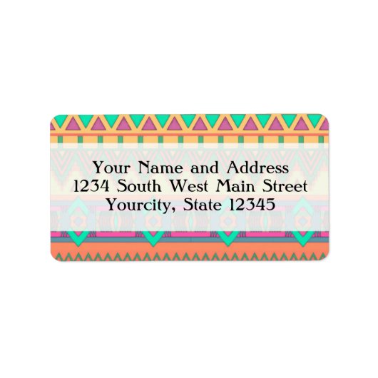 シボカラフルロンジグザグトライバルアステカイカットパターン ラベル (正面)