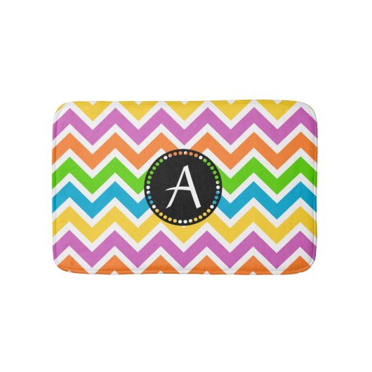 シボカラフルロンジグザグパターンモノグラム バスマット (正面)