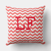 シボストライプロンイニシャル模様サンゴ クッション (裏面)