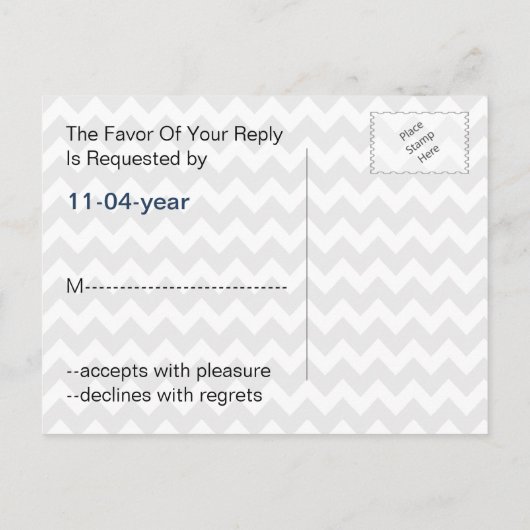 シボストライプロン、いかり、ウェディング航海のrsvp インビテーションポストカード (裏面)