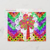 シボファンキーロンのモザイクの木ひまわり夏 ポストカード (正面/裏面)