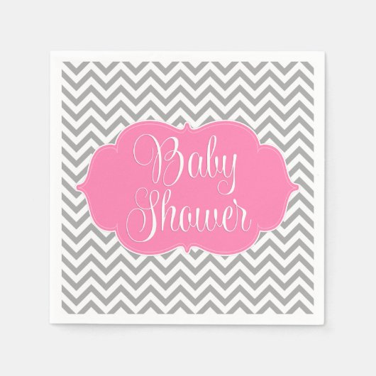 シボモダンロンピンク灰色ベビーシャワー スタンダードカクテルナプキン (正面)