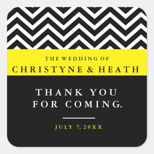 シボモダンロン黒イエローエレガントお気に入り スクエアシール (正面)