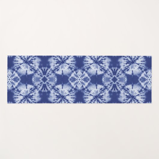 シボリインディゴブルー絞り染め抽象芸術 ヨガマット (正面(横))