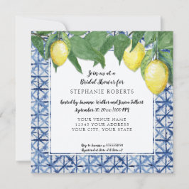 シボリネービーンホワイトwレモンシトラスブライダルシャワー 招待状