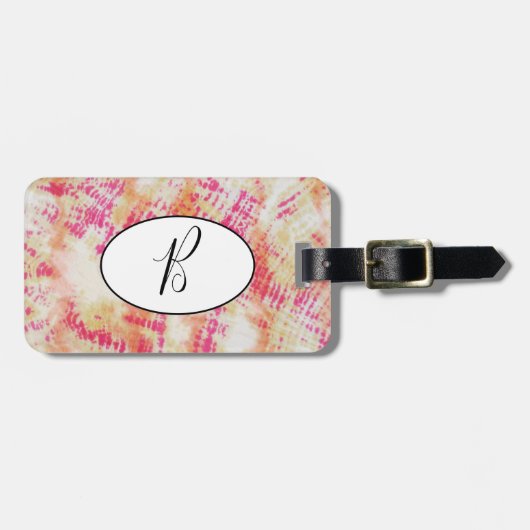 シボリピンクオレンジ絞り染めラゲージタグ ラゲッジタグ (正面横)